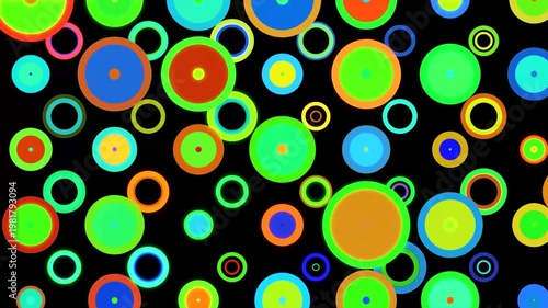 Abstract animated circles of different colors and sizes