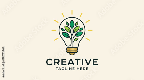 A creative light bulb design with green foliage illustrates the concept of ideas and innovation, promoting sustainability and creative thinking in an uplifting way.