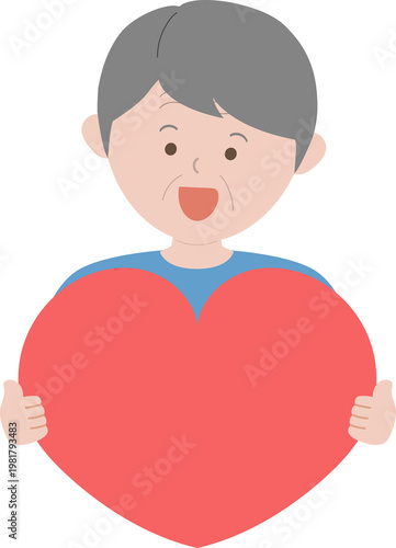 하트 든 할아버지 일러스트