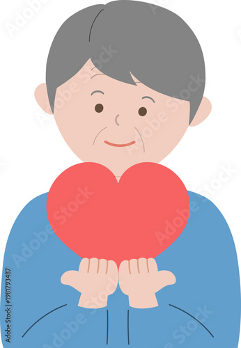 하트 든 할아버지 일러스트