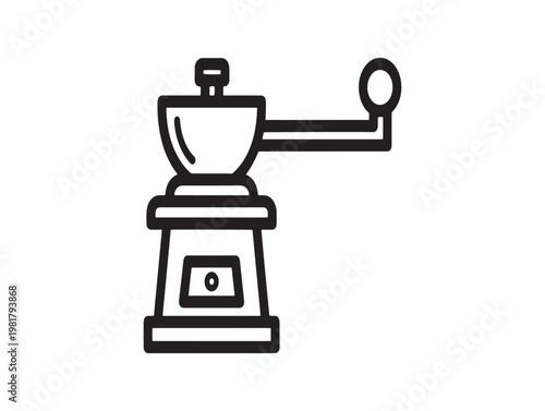 Vintage coffee grinder illustration a hand crank coffee mill in black and white
