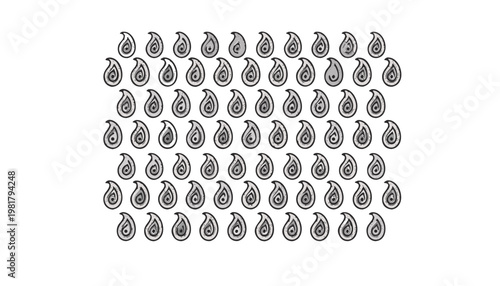 Seamless pattern of paisley motifs in black and white with seamless ornamental decorative background illustration traditional cultural stylized artistic collection repetition