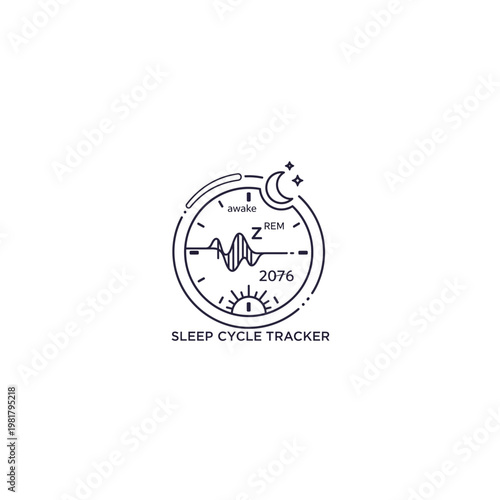 Sleep cycle tracker graphic with moon sun waveform, the text 'sleep cycle