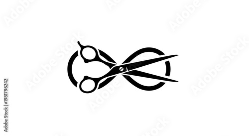 Scissors cutting hair illustration.