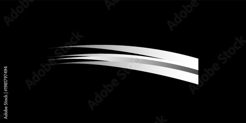 Grey wind lines element. Air stream flow wavy motion trace elegant