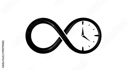 Infinity symbol with clock face design.