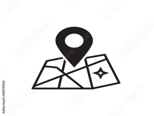 tourist map icon with location pin vector illustration