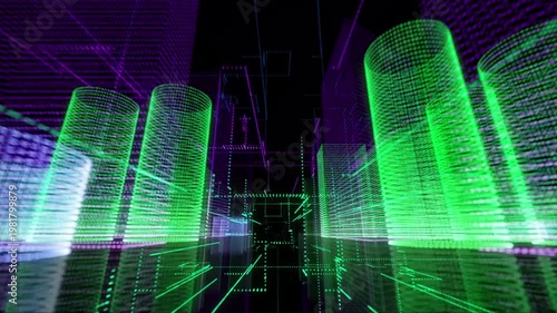 Animated abstract technological city