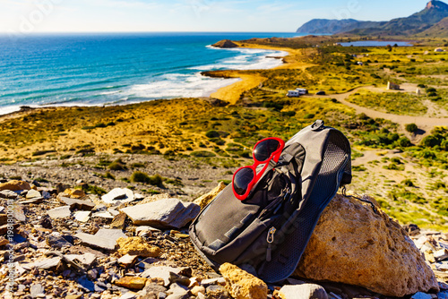 Coast landscape with summer walk equipment, Spain.