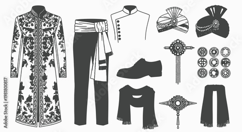 Traditional Indian Groom Wedding Sherwani and Fashion Accessories