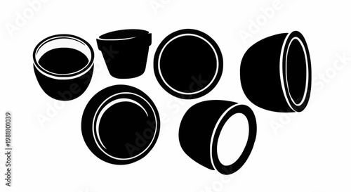 Illustrated sushi rolls in various orientations