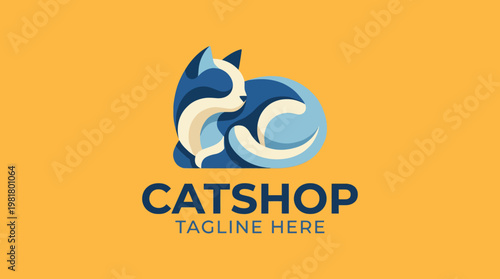 A visually pleasing logo for Catshop, featuring a sleek cat silhouette and bold typography, embodying the essence of feline beauty and shop identity.