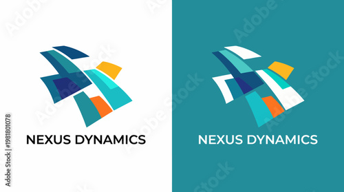 Canvas Print An abstract and modern logo representing movement and innovation, suitable for technology companies, featuring vibrant shapes and colors that convey dynamism and creativity