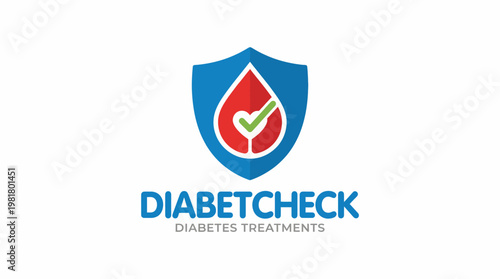 This logo effectively combines a shield with a droplet and checkmark, symbolizing safety and reliability in diabetes management treatments, tailored for health services.