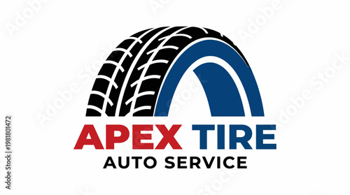 A logo for Apex Tire Auto Service showcasing a tire graphic and bold font, symbolizing quality tire services with a modern and professional design to attract customers effectively.