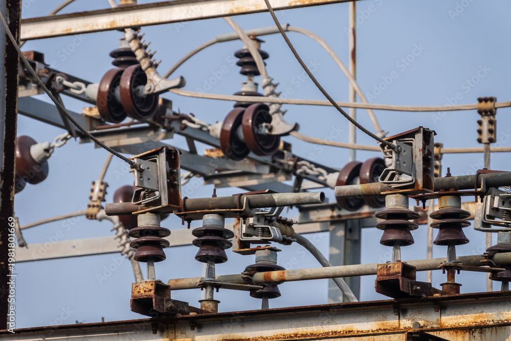 Fototapeta premium High voltage electricity transmission network, Worlds Largest Power Grids, largest power generation, largest electric transformers, power plant technology, power cables, largest power substations.
