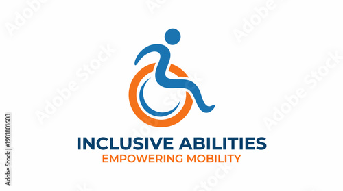 An impactful logo representing inclusive abilities, featuring a stylized figure and wheels signifying mobility, emphasizing empowerment through connection and support.