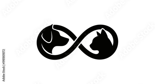 Cat and dog infinity symbol logo.
