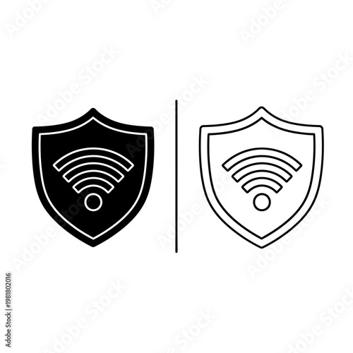 Secure wi-fi icon shield with wi-fi symbol access point security wireless protection internet