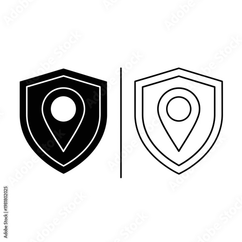 Cuadro en lienzo Location security shield icon set gps safety and privacy protection map pin secu