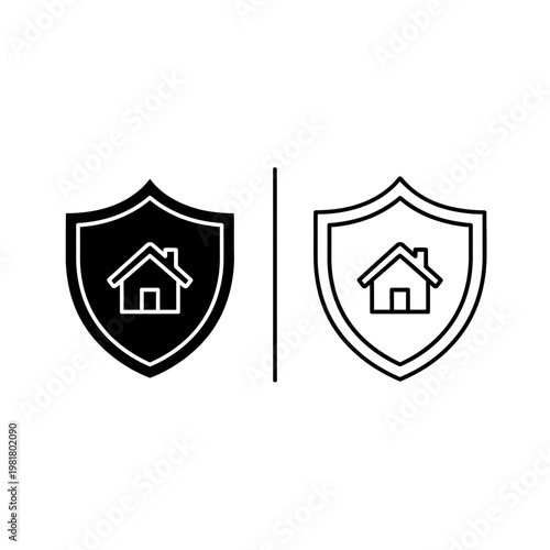 Fotografie House protection shield icon, home security and safety symbol, property insuranc