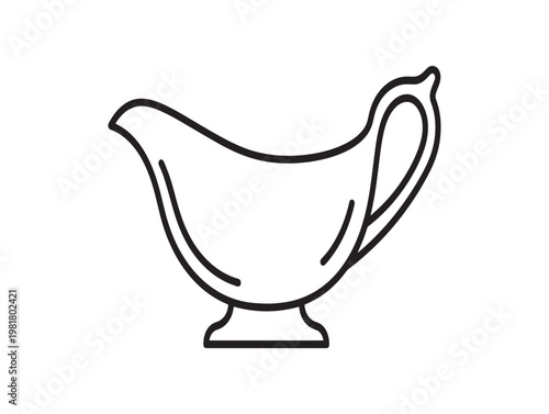 Simple line drawing of a classic cream pitcher isolated on a white background