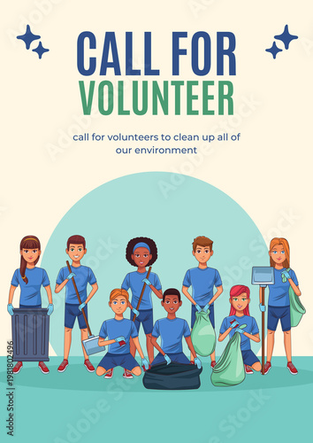 White and Blue Minimalis Call For Volunteer Posters 