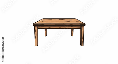 Rustic wooden table with visible grain and four sturdy legs