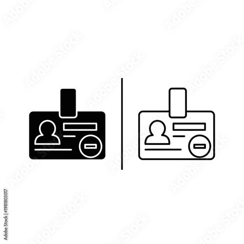 User account deletion and removal of identification card icons in solid and outline styles