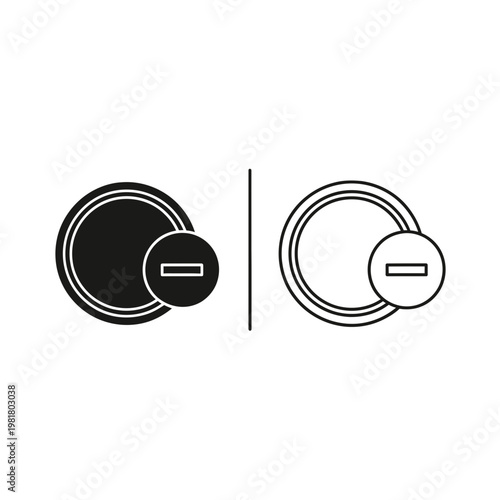 Circle icon with minus sign delete symbol in solid and line style subtract interface application