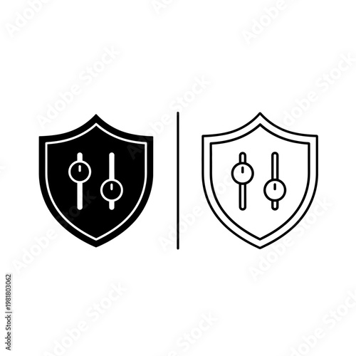 Security settings icon with shield and sliders protection settings configuration adjustment