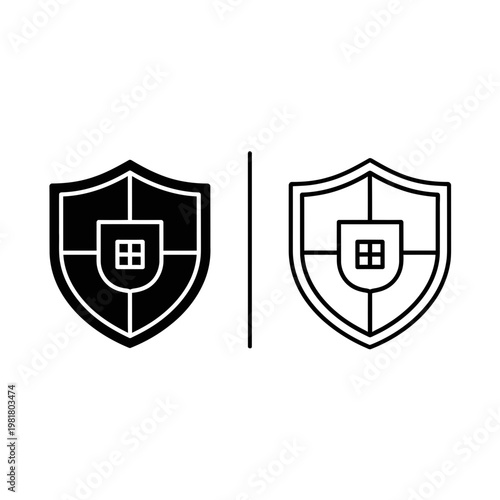 Shield with internal crest symbol for safety and protection vector icon set protection security
