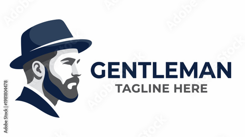 A sophisticated profile illustration of a gentleman wearing a hat, exuding charm and elegance, perfect for branding luxury and refined products or services.