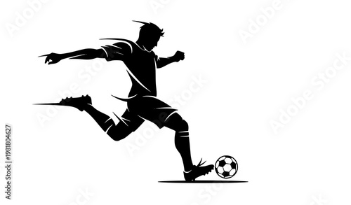 Football player kicking ball abstract distorted silhouette sport vector illustration