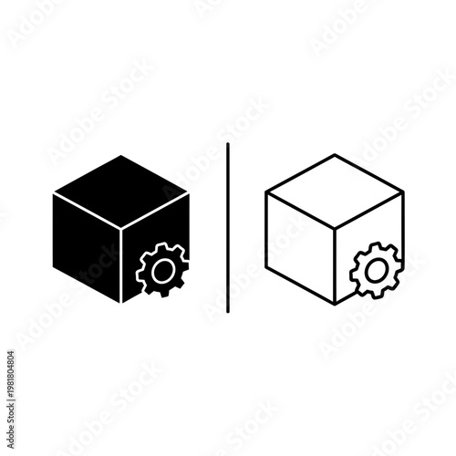 Isometric cube icon with gear cogwheel for settings or configuration cogwheel settings isometric