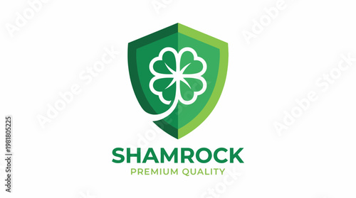 The image showcases a premium quality logo featuring a shamrock shield, symbolizing luck and high standards in products or services offered by a brand.