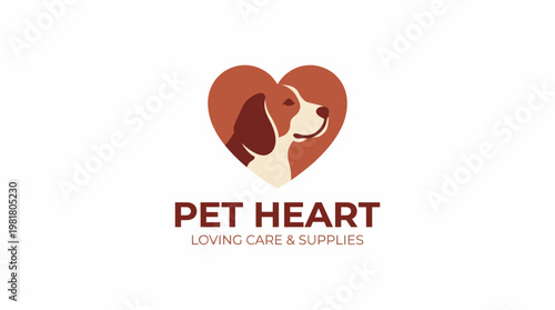 This logo uniquely features a heart shape combined with a dog's silhouette, metaphorically expressing love and care for pets, emphasizing a compassionate approach to pet supplies.