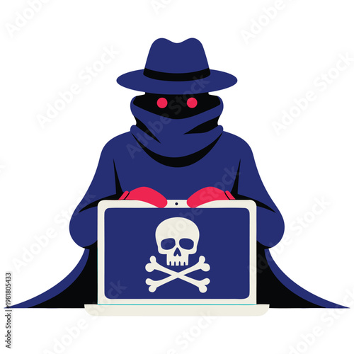 A 3D vector illustration set featuring a cartoon pirate skull and crossbones icon alongside a character in a black witch hat and red cowboy costume for a Halloween magic art collection.