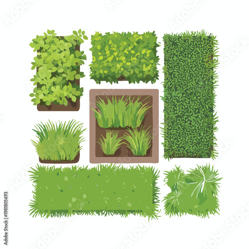 Various shapes of garden grass and landscape patches silhouette with silhouette set black silhouette vector silhouette isolated on white silhouette collection icon set vector icons minimal desi