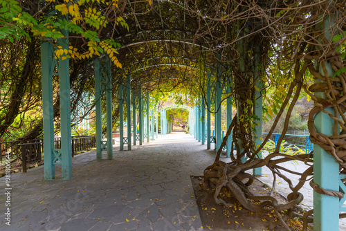 View of city park in Borjomi, a famous balneological resort in Georgia