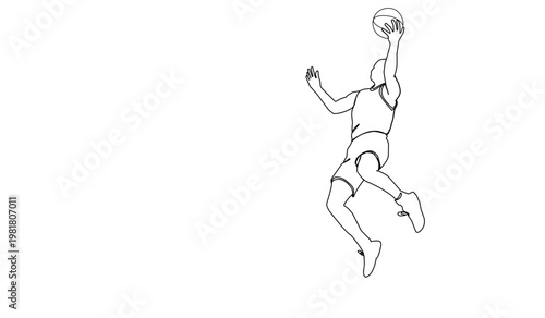 Basketball player jumping for a dunk silhouette
