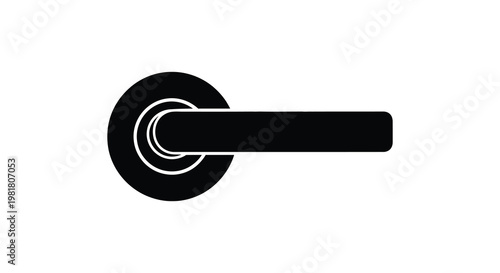 A simple black door handle depicted as a striking graphic silhouette