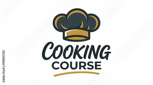 A stylized chef's hat logo designed for a cooking course, emphasizing culinary skills and education. Perfectly conveys a sense of culinary creativity and professionalism.
