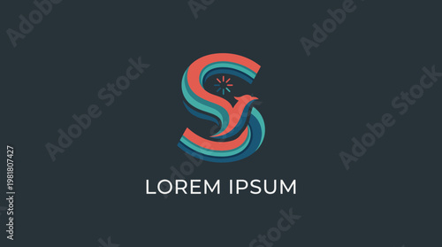 This creative logo features a vibrant letter S intertwined with a stylish bird, evoking themes of freedom and creativity in a lively and contemporary design approach.