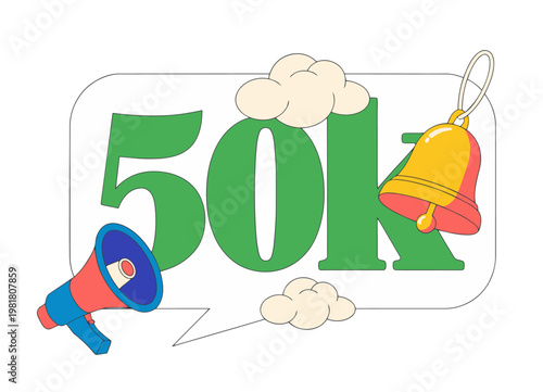 50K Followers Celebration Badge Milestone Achievement Social Media Growth Illustration