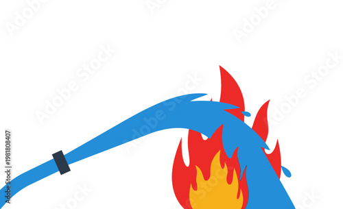 Firefighters combatting blaze with water from a hose, illustrating emergency response and safety measures