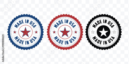 Authentic American Manufacturing Emblem with Decorative Border, Made in USA emblem on transparent background 
