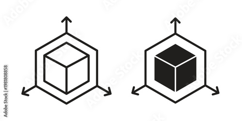 3D modeling icon and symbol. Vector icon editable set