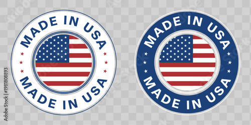 Made in USA Circular Badge with Flag Center