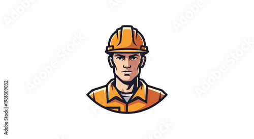 Portrait of a determined man wearing an orange hard hat and uniform
